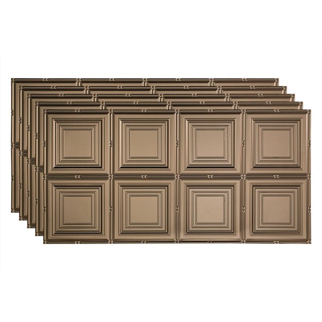 Fasade Decorative Vinyl Ceiling Panel 2ft x 4ft 5 Pack Argent Bronze
