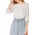 thumbnail image 2 of INSPIRE CHIC Women's Ruffled Neck Half Sleeve Sheer Summer Polka Dots Blouse Tops, 2 of 7
