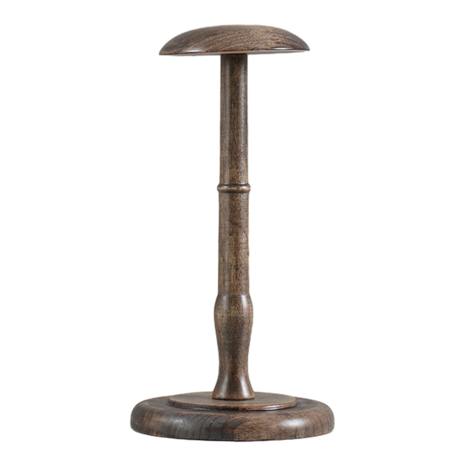 Wisewang Support d'Exposition pour Chapeaux et Casquettes, Design en Forme de Dôme, Vintage, Stable, Robuste, Base Ronde, Court Brun Brun long