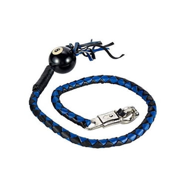 42" Long Blue and Black Motorcycle Get Back Whip with No.8 Pool Ball