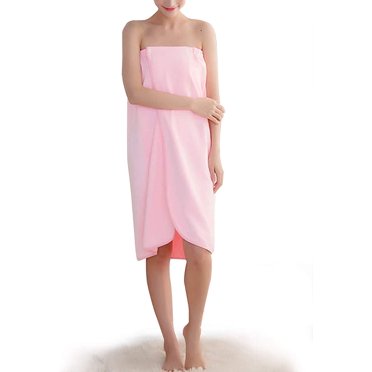 HSHDLDF Serviette de Spa pour Femmes, Couleur Unie, Cache-Maillot Tour Plage Natation Spa, Douche, Bain et Gym avec Boutons-Pression Rose