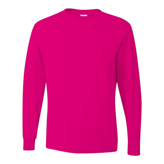 Jerzees Mens DRI-POWER Active Long Sleeve Crew T-Shirt, 2X, Cyber Pink