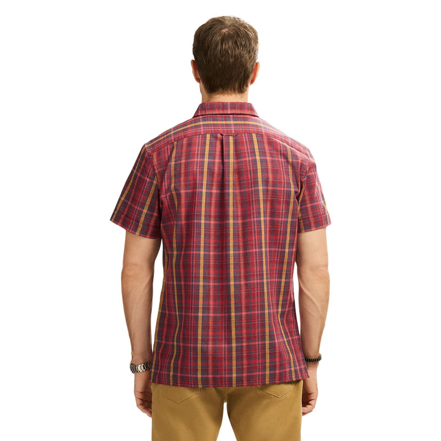 Chemise à manches courtes carreaux Madras pour homme IZOD, Tailles P-TTG