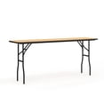 thumbnail image 1 of 18'' x 72'' Rectangular Wood Folding Training / Seminar Table with Smooth Clear Coated Finished Top, 1 of 9