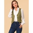thumbnail image 2 of INSPIRE CHIC Veste Sans Manches à Carreaux Extensible Asymétrique à Col en V pour Femmes avec Boutons et Taille Cintrée, 2 of 6