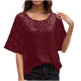 thumbnail image 1 of Meichang Hauts à Paillettes Scintillantes pour Femmes T-Shirts de Fête Manches Courtes Col Rond T-Shirts Tendance Blouses Scintillantes Décontractées Coupe Ample T-Shirts de Soirée Boîte de Nuit, 1 of 7