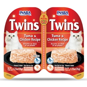INABA Twins Coupes pour chats – Thon & Recettes de poulet, vitamine E ajoutée, 2 Coupes (2 x 35g), 70g Total général