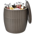 thumbnail image 3 of Costway 9.5 Gallon 4-in-1 Patio Rattan Cool Bar Cocktail Table Side Table Brown, 3 of 10