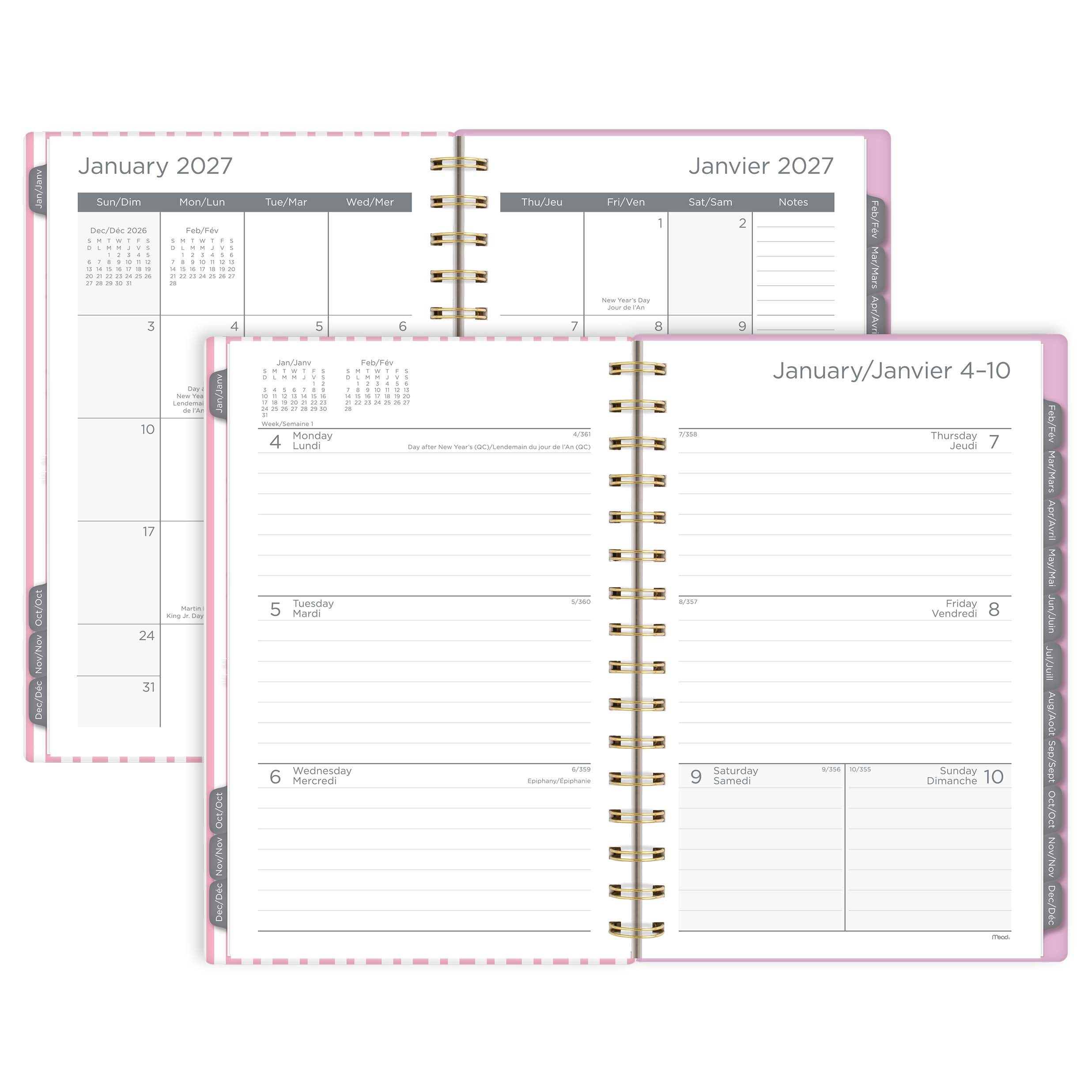2027 Mead® Sugar Stripe Weekly/Monthly Planner Small
