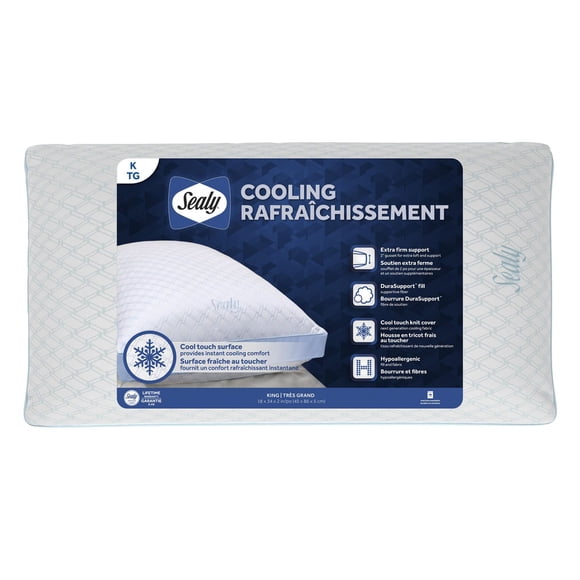 Sealy Cooling Extra Firm Support Cool Touch Bed Pillow, Queen