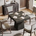 thumbnail image 3 of Tribesigns Square Dining Table for 4, 31.5-Inch Kitchen Table Small Dinner Table with Sturdy Pedestal Base, Farmhouse Dining Room Table for Home Dining Room, Living Room, Kitchen, Gray, 3 of 9