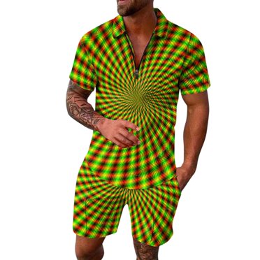 Ketyyh-chn99 Shorts Ensemble d'Été pour Hommes Ensemble de Maillot de Bain d'Été Ensemble de Shorts d'Été 2 Pcs T-Shirts à Manches Courtes Ensemble de Survêtement Shorts Sport Rose Vif,TG
