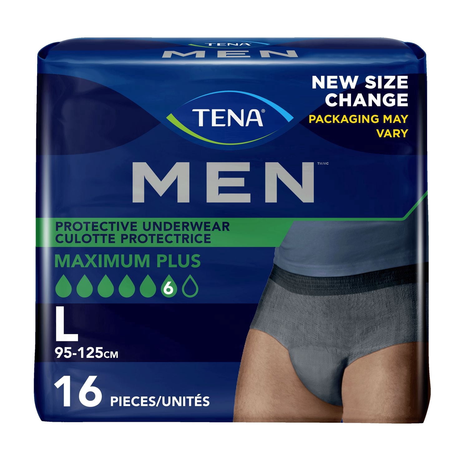 TENA Incontinence Underwear for MEN, Protective, Large, 37-49in