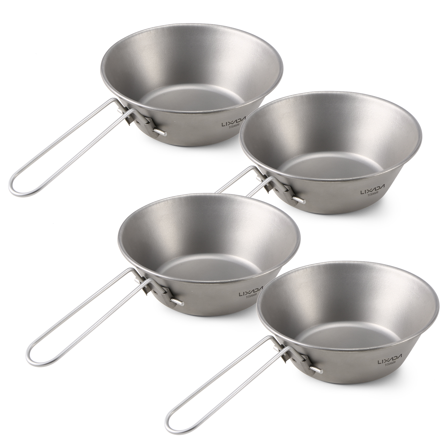 Lixada 4-Pack Lixada Foldable Titanium Bowls, 260ml Capacity, Lightweight & Durable for Indoor and Outdoor Use