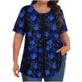 thumbnail image 1 of Pisexur Hauts de Printemps pour Femmes Blouses pour Femmes Chic Décontracté Mode pour Femmes Imprimé Col Rond Manches Courtes Plissé Ample Haut Multicolore,2TG, 1 of 8
