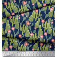 thumbnail image 3 of Soimoi Blue Rayon Crepe Fabric Flower & Cactus Tree Print Sewing Fabric BTY 46 Inch Wide, 3 of 3