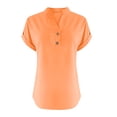 thumbnail image 5 of RKSTN Womens Summer Tops Fashion Cotton and Linen Buttons Going out Tops Basic Solid Color Shirts V-Neck Short Sleeve Loose Fit Pullover Tops, 5 of 5