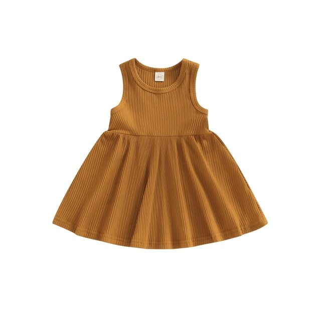 Faithtur Bébé Enfants Fille Robe, Sans Manches Cou Solide Été une Ligne Robe pour Tous les Jours Occasionnels