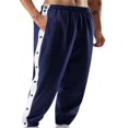 thumbnail image 2 of Men Tear Away Track Pants High Split Side Snap Cinch Bottoms Loose Sweatpants Long Trouser, 2 of 8