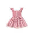 thumbnail image 1 of Faithtur Toddler Girl Summer Dress, Sleeveless Button Front 3D Butterfly Solid Color A-line Dress, 1 of 9