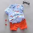 thumbnail image 2 of MIASHUI Toddler Boy Cotton Summer Short Sleeve T-Shirt and Short Set,Blue,3-4 Years, 2 of 9