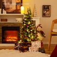 thumbnail image 2 of Patiojoy 3 FT Pre-lit Artificial Entrance Christmas Tree Small Tabletop Xmas Fir Tree Warm White LED Lights Seasonal Decoration Tree, 2 of 10