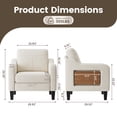 thumbnail image 2 of MALOL Modern Accent Chair Set of 2 with Foldable Table, 2 Side Pockets,Upholstered Living Room Side Chair Wooden Fabric Armchair, Single Sofa for Bedroom/Office/Reception Room, Beige, 2 of 6