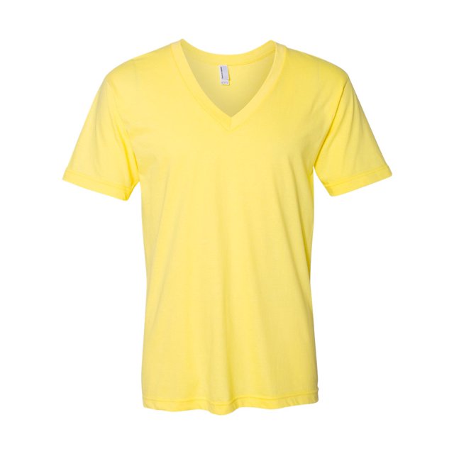 American Apparel Fine Jersey V-Neck Tee, XS, Lemon