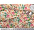 thumbnail image 2 of Soimoi Green Viscose Chiffon Fabric Anemone & Roses Floral Decor Fabric Printed Yard 42 Inch Wide, 2 of 3