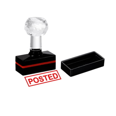 Uxcell Black Plastic Stamp Self Inking Red Ink Office Stamps Pre Inked Message Stamp 1.8'' x 0.8'' Posted