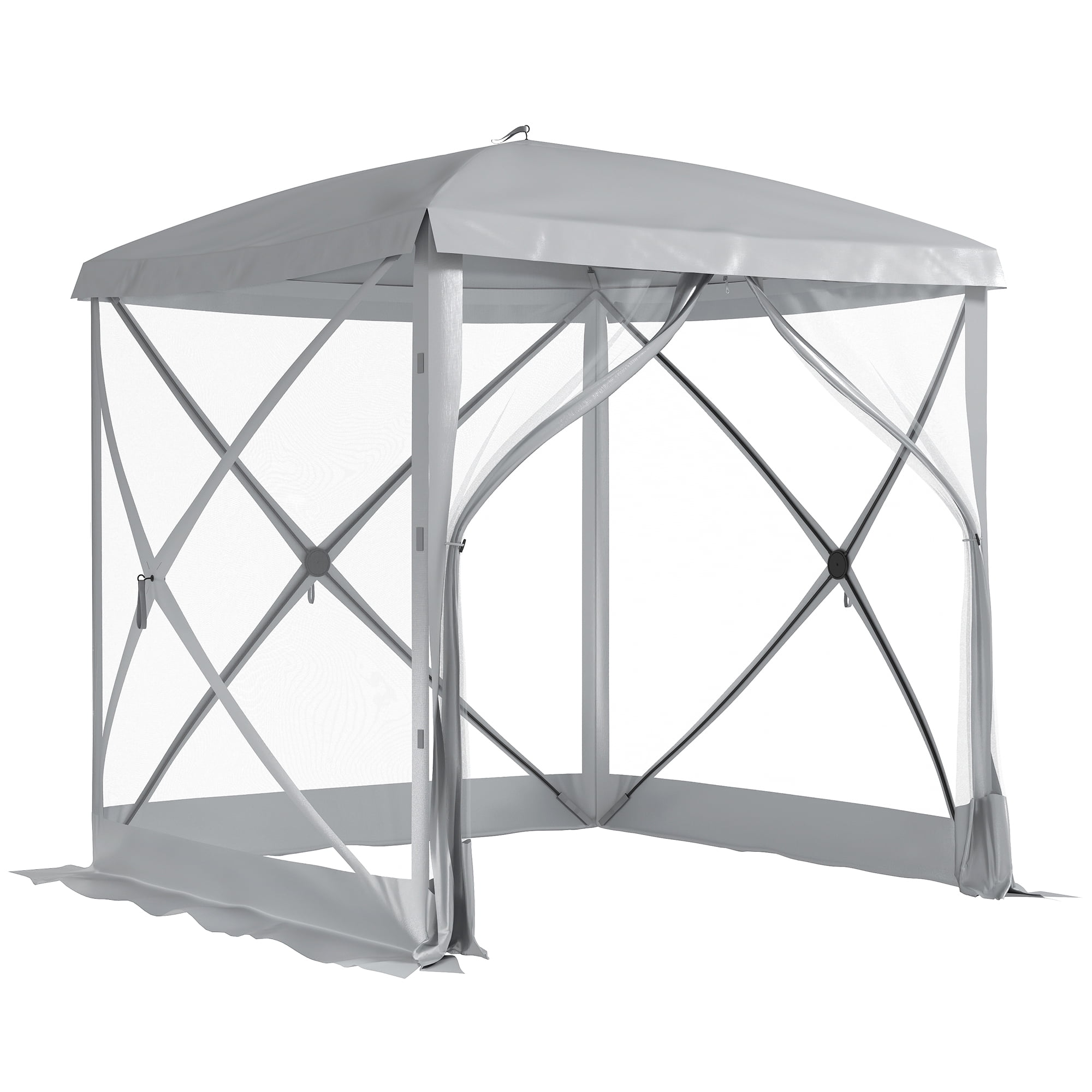 Outsunny Pop-Up Screen House Gazebo Camping Instant Setup Tent, Light Grey
