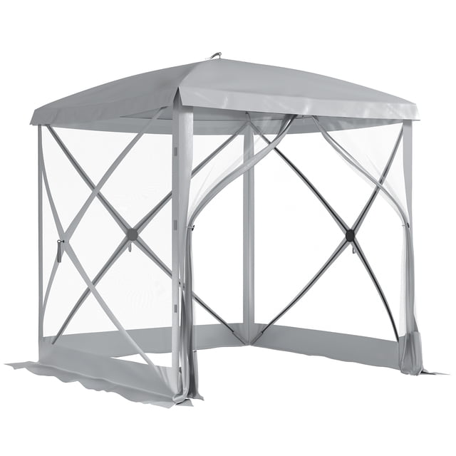 Outsunny Pavillon Moustiquaire Escamotable pour Camping, Installation Instantanée, Gris Pâle