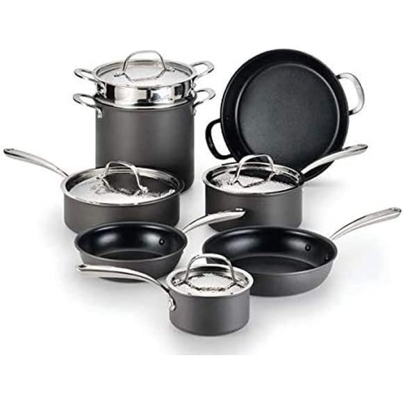 Lagostina Nera Batterie de Cuisine Antiadhésive Anodisée Dure de 12 Pcs