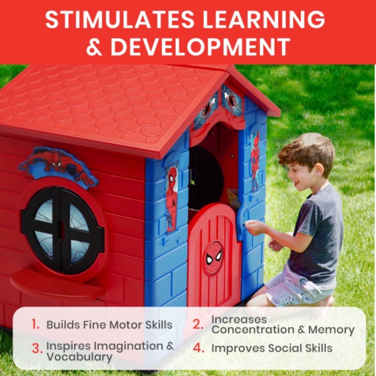 Delta Children Marvel Spiderman Plastic Indoor/Outdoor Playhouse with Easy Assembly