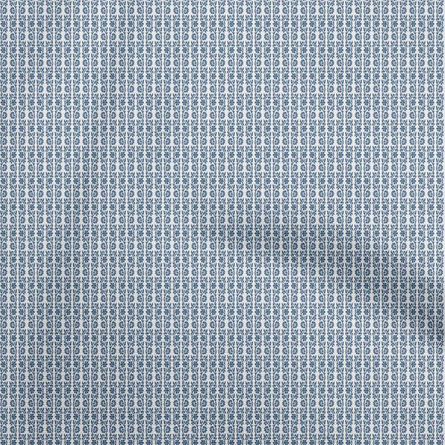oneOone Cotton Poplin Medium Blue Fabric Asian Block Sewing Craft Projects Fabric Prints By Yard 56 Inch Wide