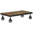thumbnail image 2 of vidaXL Coffee Table with Wheels Furniture Living Room Solid Reclaimed Wood, 2 of 6