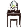 thumbnail image 3 of Patiojoy Ensemble de Coiffeuse Miroir Commode de Maquillage Éclairée avec Tiroirs Brun, 3 of 6