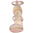 thumbnail image 2 of BLISSFUL STEP Women's Shoes Rhinestone Stiletto Heel Ankle Strap Sandals Light Pink 9, 2 of 8