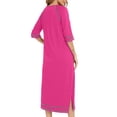 thumbnail image 4 of Besolor Robe de Nuit à Fermeture Éclair pour Femme, Col Ras du Cou, Manches 3/4, Peignoir, Robe de Chambre avec Poches, Vêtement de Nuit, P-2TG, 4 of 6