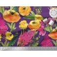 thumbnail image 2 of Soimoi Purple Rayon Fabric Leaves & Floral Printed Fabric 1 Yard 56 Inch Wide, 2 of 3