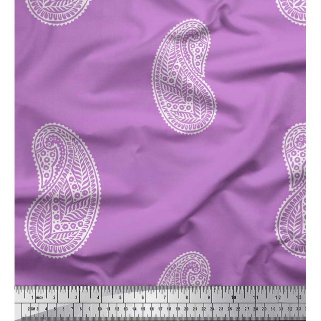 Soimoi Rayon Fabric Paisley Block Printed Fabric 1 Yard 42 Inch Wide