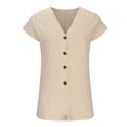 thumbnail image 4 of CHGBMOK Justaucorps Décontracté pour Femme, Uni, Manches Courtes, Coton et Lin, Petit, 4 of 8