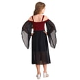 thumbnail image 2 of Yartina Girls Medieval Renaissance Princess Dresses Cold Shoulder Long Sleeve Gothic Victorian Dress Burgundy 10, 2 of 6