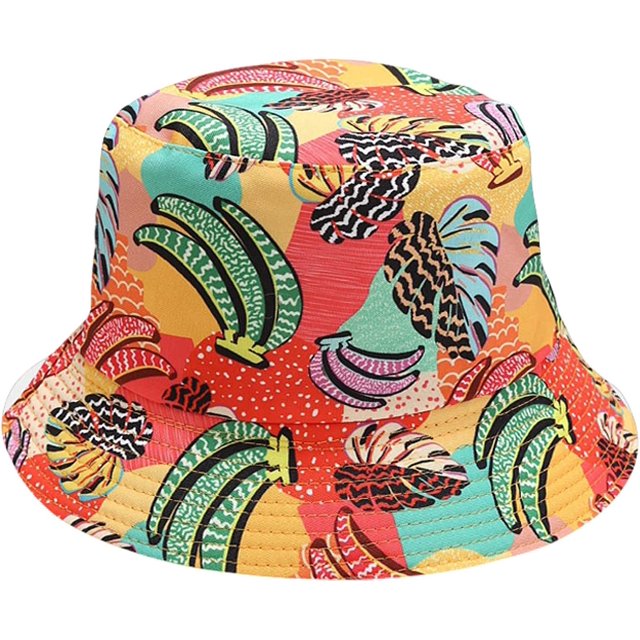 LinYooLi Chapeau Seau pour Femmes Motif Fruits Frais Réversible Chapeau de Pêcheur pour Hommes Adolescent Unisexe Sport Protection Solaire
