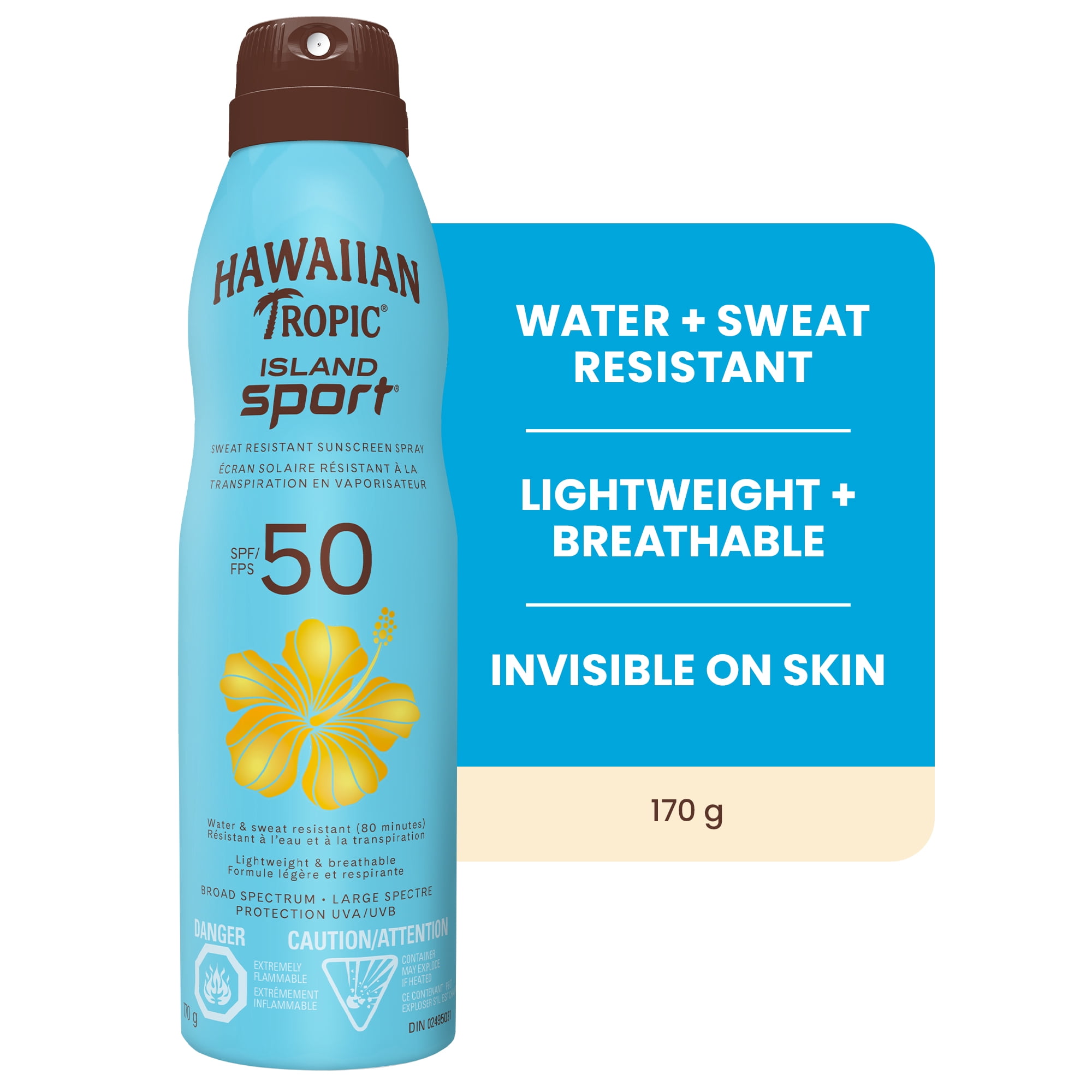Hawaiian Tropic® Island Sport® Sweat Resistant Sunscreen Spray, SPF 50