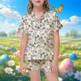 thumbnail image 2 of PMVFHDE Langes pour Bébés Filles Ensemble de Pâques pour Enfants Bricolage Peint à la Main Tenue de Maison avec Pyjama Coloré les Filles Peuvent Jouer et le Porter au Quotidien Ensembles 2 Pcs pour Filles Jaune Pâle,8-9 Ans, 2 of 4