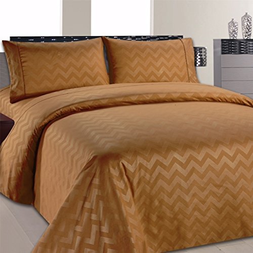 Collection Chevron Beverly Hills 1800 Series, Ensemble de Draps Uni Ultra Doux et Résistant aux Plis (Très Grand, Sable Pierre)