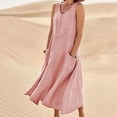thumbnail image 2 of Robe Longue d'Été pour Femmes Robe d'Été pour Femmes Col en V Mode Décontractée Couleur Unie Sans Manches Coton Lin Robe Longue Robe Longue d'Été pour Femmes Robe Longue pour Femmes Été, 2 of 8