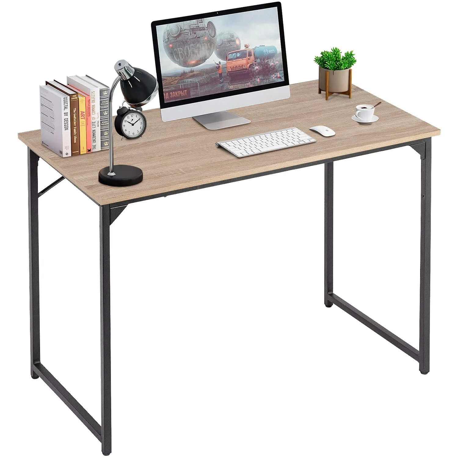 NiamVelo Computer Desk 40 inches Home Office Desk Modern Simple Style PC Desk with Sturdy Metal Frame for Adults & Kids, Natural