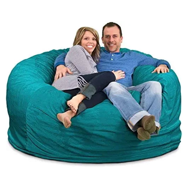 Ultimate Sack Fauteuil Poire de 6 Pi Rempli de Mousse, Housse en Suède Lavable, Sarcelle